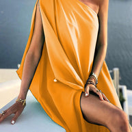 WW | Drapiertes Maxikleid mit einem Schulter für Damen