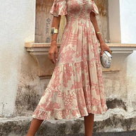 WW | Off Shoulder Smocked Midi Kleid