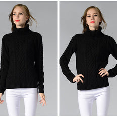 WW | Damen Rollkragenpullover mit langen Ärmeln und Kabelstrick