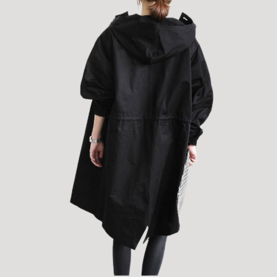WW | Damen Trenchcoat lang leicht mit Kapuze Jacke