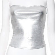 WW | Rosiedress Bandeau Metallic Crop Tube Top