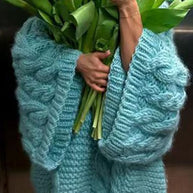 WW | Rosiedress Rundhals Übergroße Zopfmuster Pullover