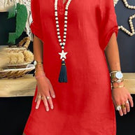 WW | Rosiedress Revers V-Ausschnitt Roll-Up-Ärmel Hemdkleid