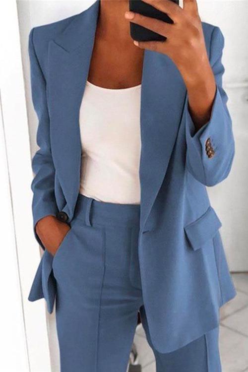 WW | Rosiedress Ein-Knopf Einfarbiger Büro Blazer Jacke