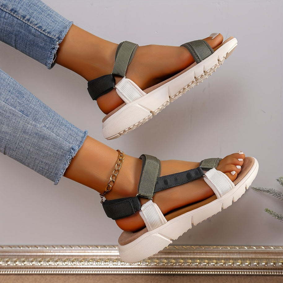 WW | Damen Sandalen: Farbblock, Rutschfest, Elegant, Leicht, Outdoor, Sommer