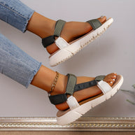 WW | Damen Sandalen: Farbblock, Rutschfest, Elegant, Leicht, Outdoor, Sommer