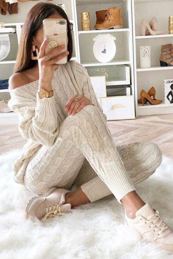WW | Elevated Comfort Kabelpullover und Slim Fit Hosen Set