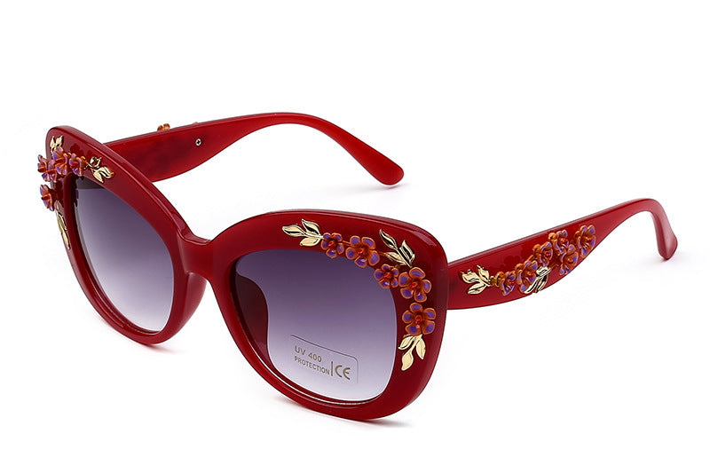 WW | Exquisite Damen Sonnenbrille Mit Blumenmuster