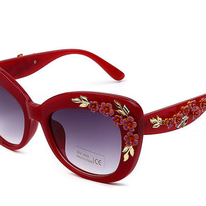 WW | Exquisite Damen Sonnenbrille Mit Blumenmuster