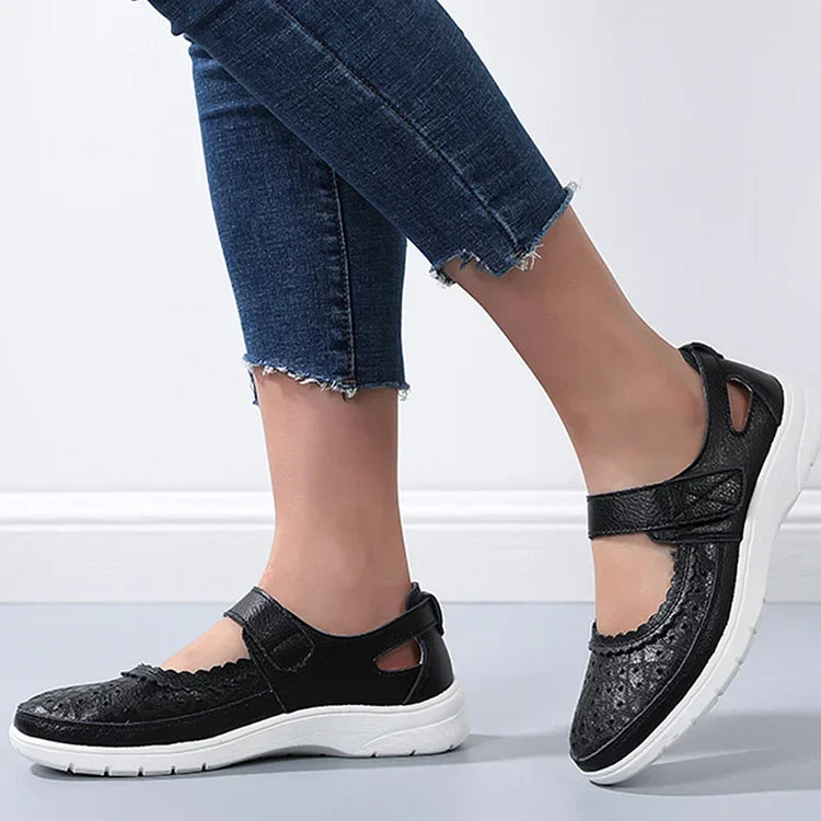 Damen Komfort-Loafer aus weißem Leder mit orthopädischer Unterstützung