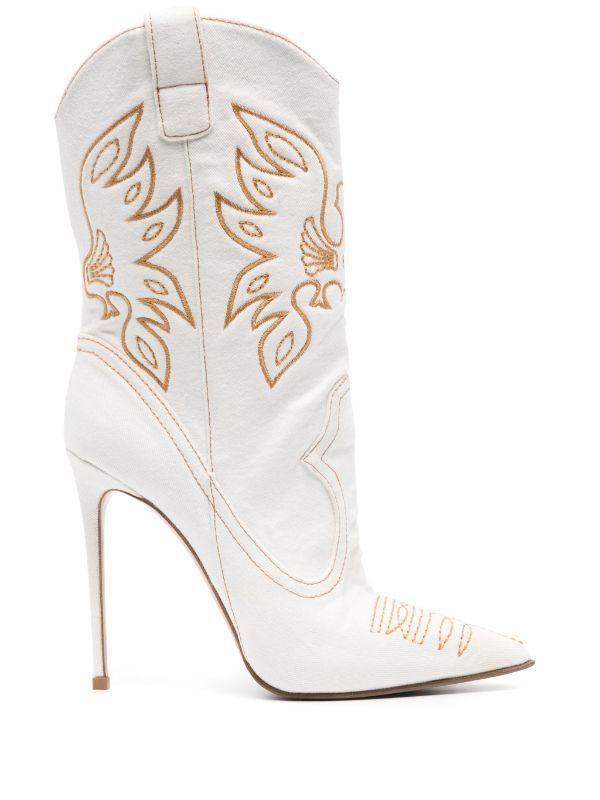 WW | Damenmode Western Denim Stil High Heels Stiefel