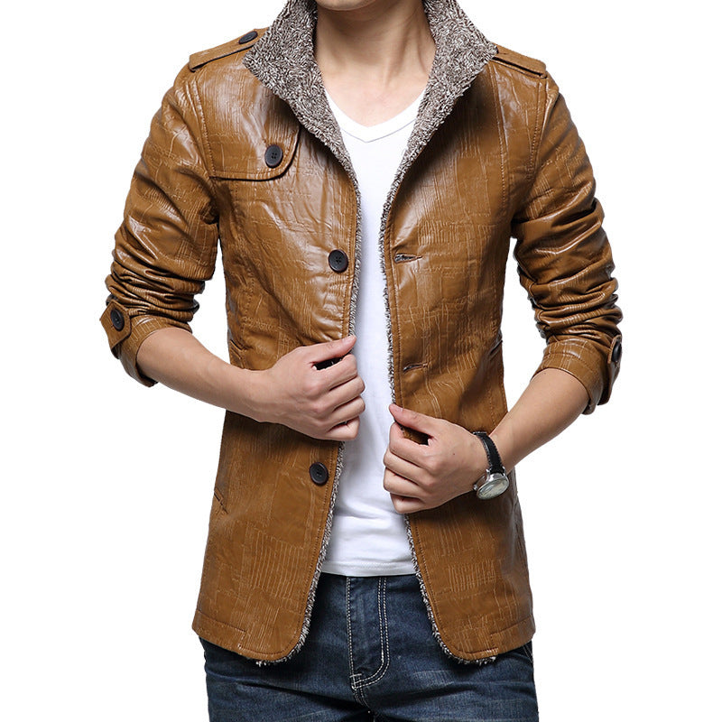 WW | herren lederjacke mit fleecefutter