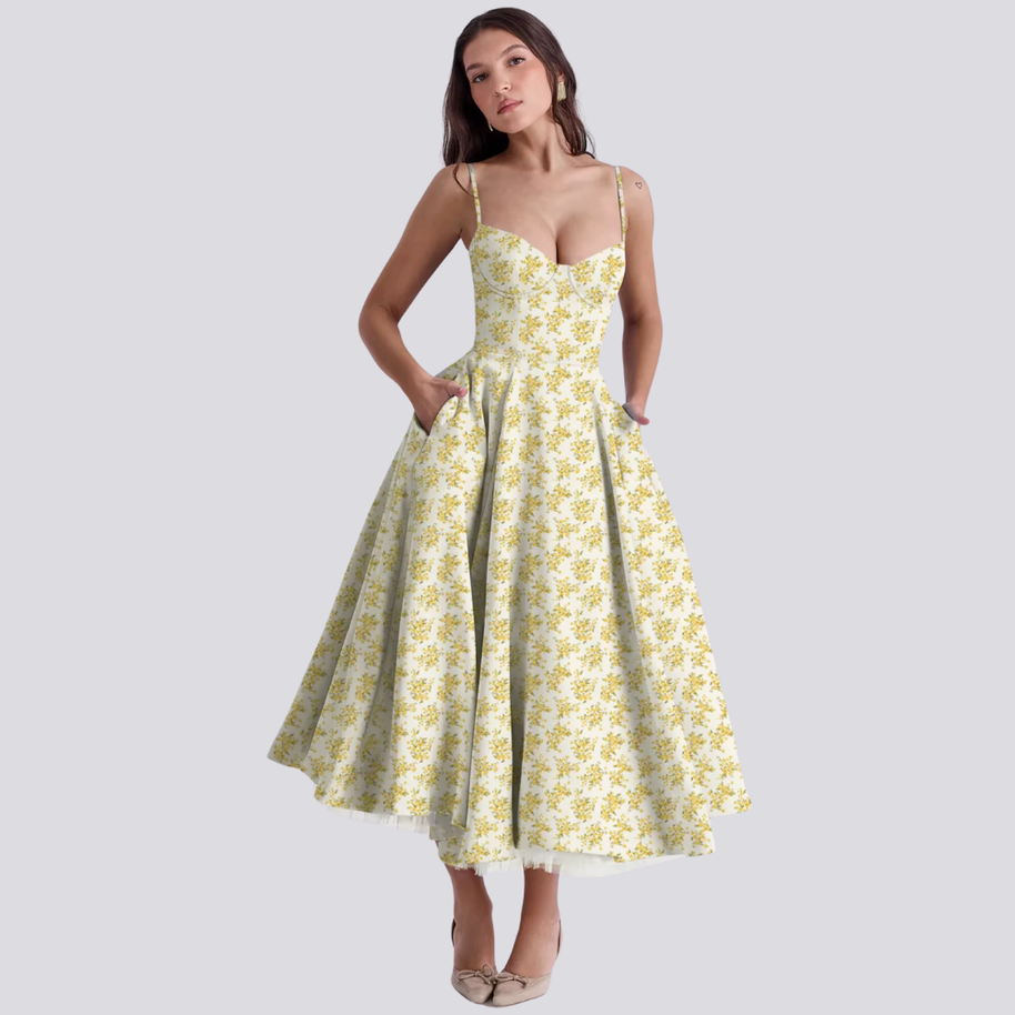 WW | Midi Kleid Mit Blumenkorsatzt Für Damen