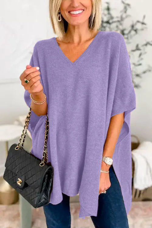 WW | V-Ausschnitt Poncho Pullover mit elegantem lockeren Schnitt