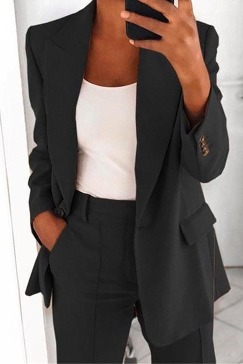 WW | Rosiedress Ein-Knopf Einfarbiger Büro Blazer Jacke