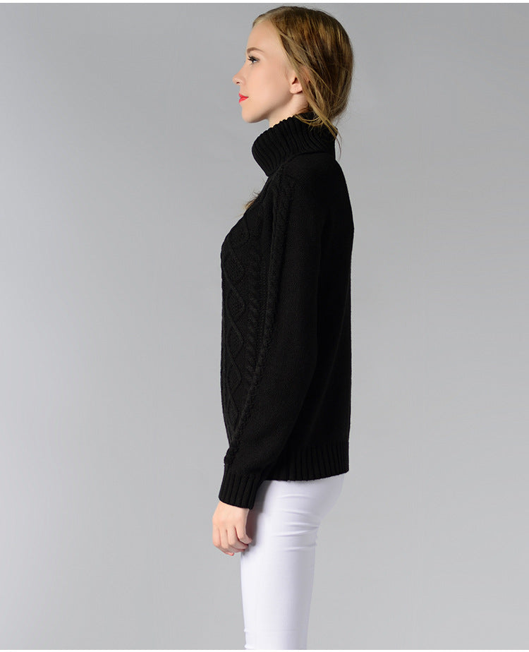 WW | Damen Rollkragenpullover mit langen Ärmeln und Kabelstrick