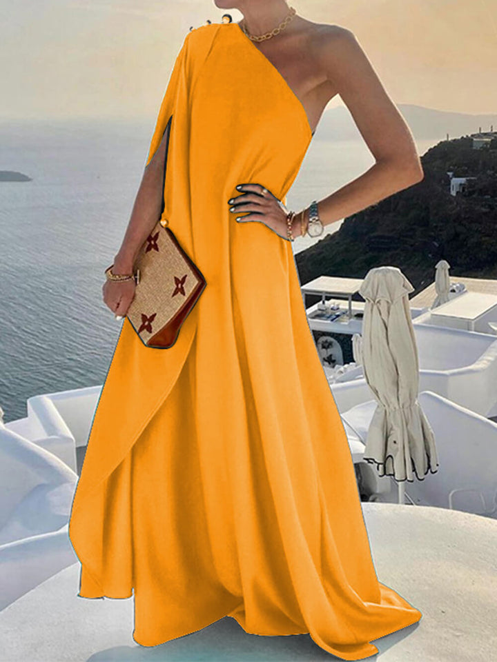 W&W Mode | Drapiertes Maxikleid mit einem Schulter für Damen