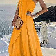 WW | Drapiertes Maxikleid mit einem Schulter für Damen