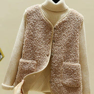 WW - Warmer Ärmelloser Lammwolle Cardigan Für Frauen
