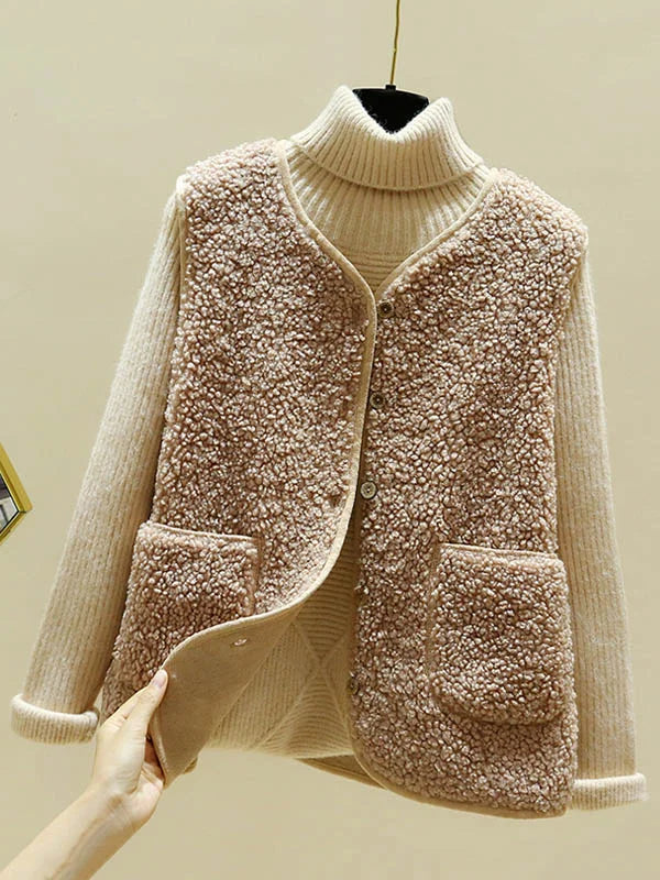 WW - Warmer Ärmelloser Lammwolle Cardigan Für Frauen
