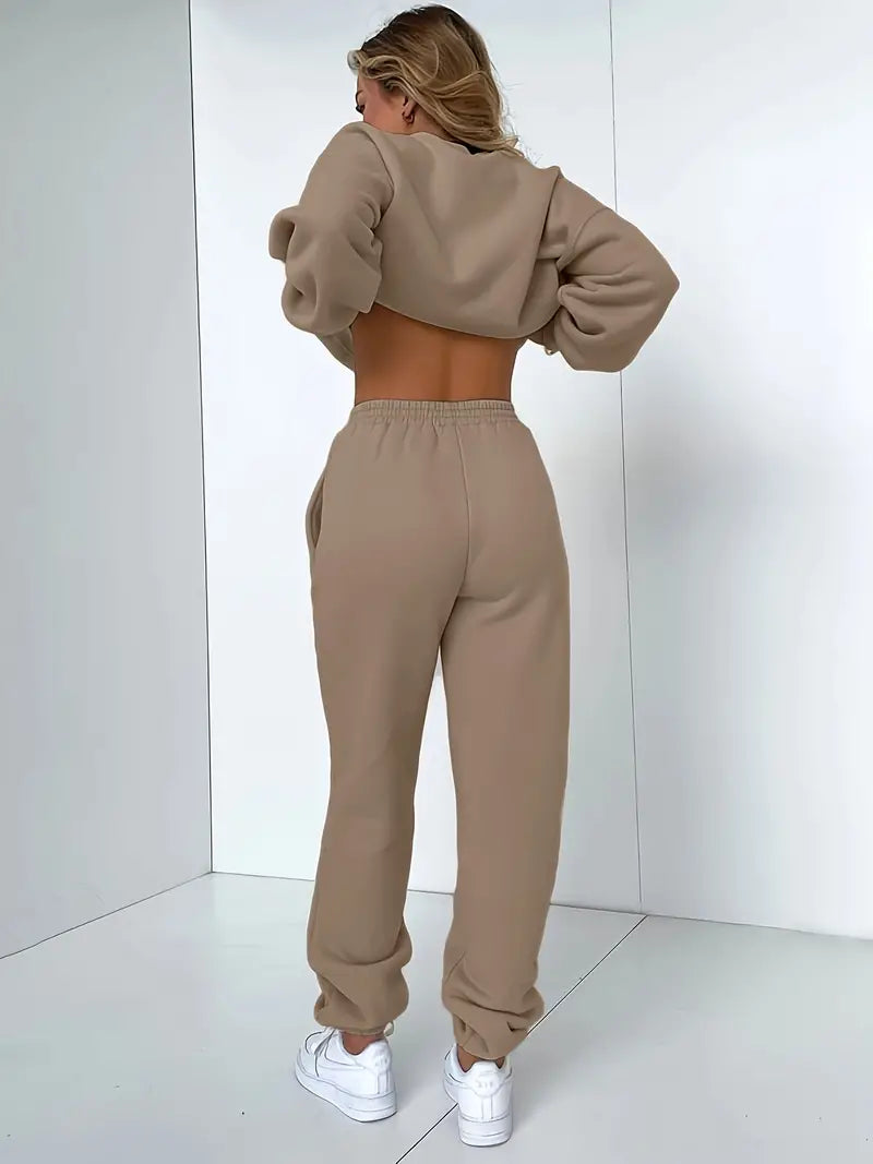 W&W Mode Jogginganzug | Lässig weicher 2-teiliger Damenanzug mit Pullover und passender Hose