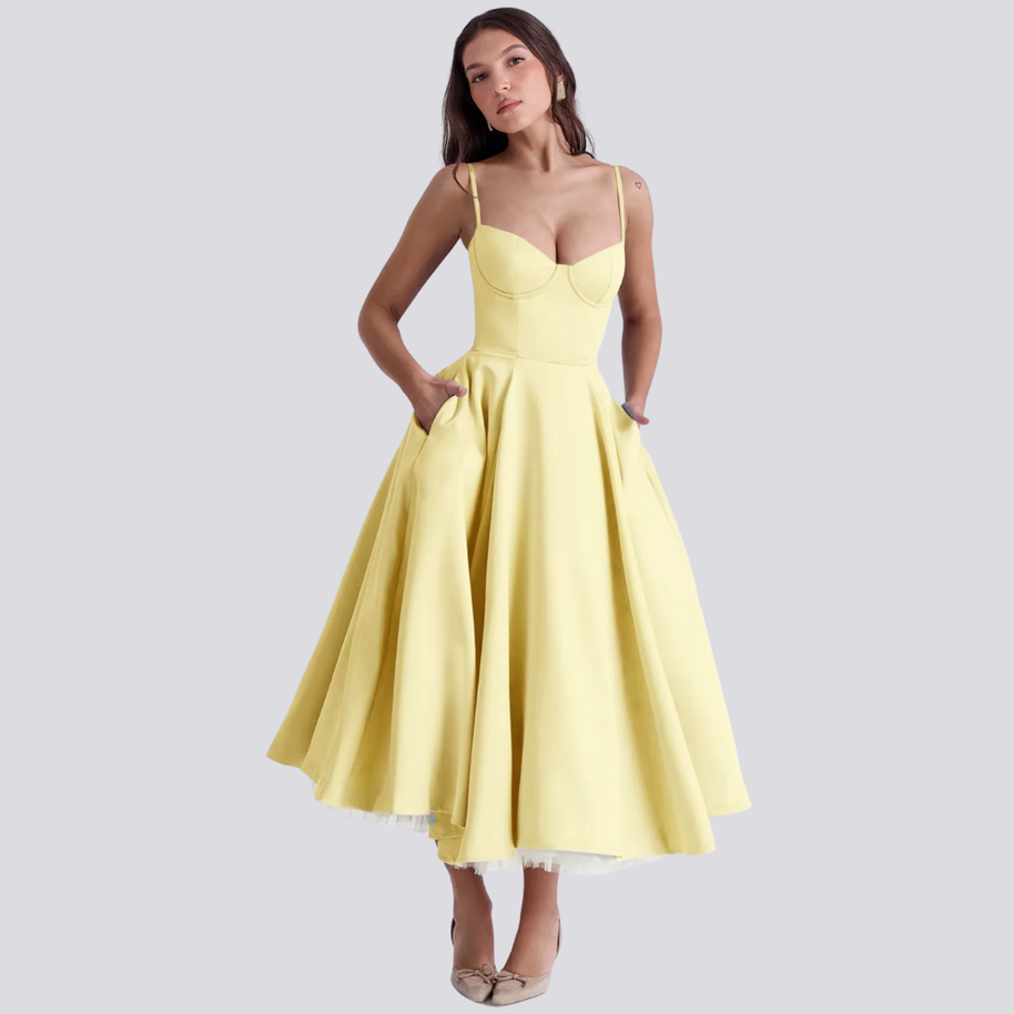 WW | Midi Kleid Mit Blumenkorsatzt Für Damen