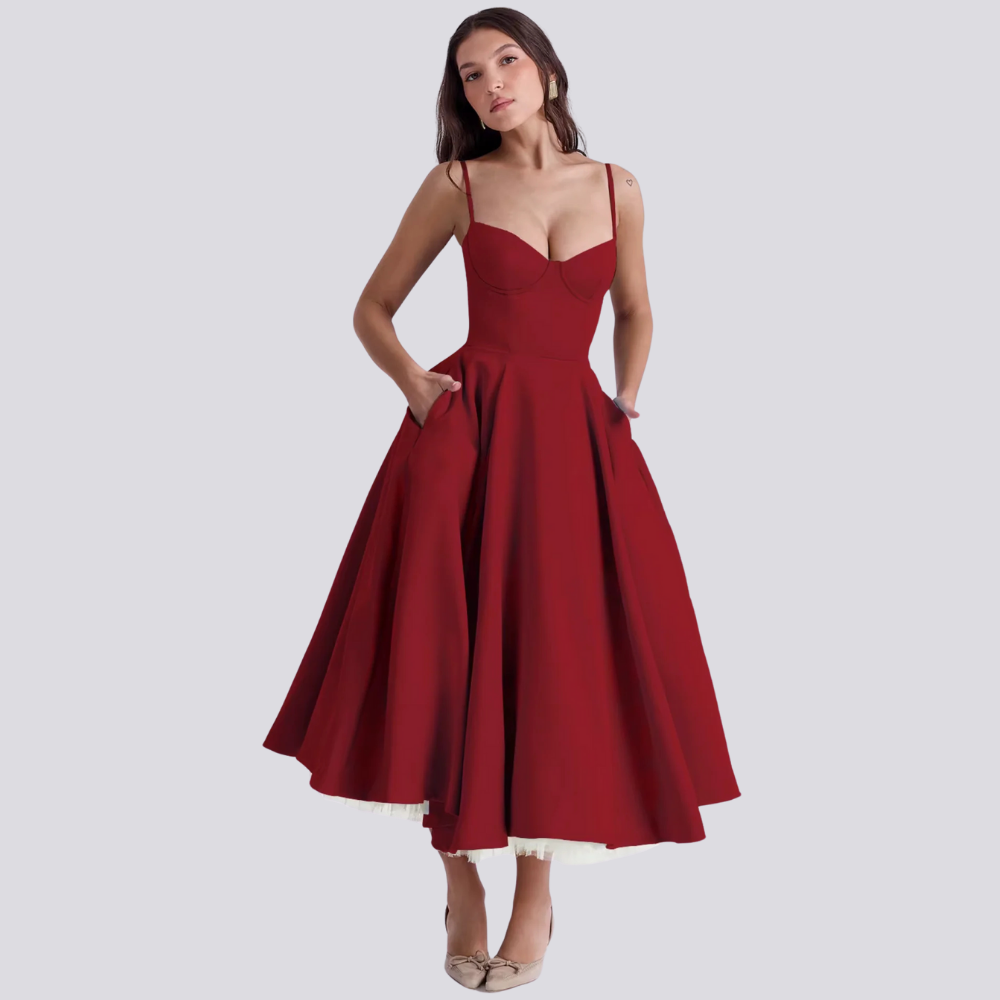 WW | Midi Kleid Mit Blumenkorsatzt Für Damen