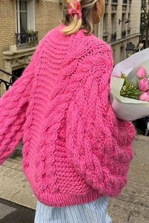 WW | Rosiedress Rundhals Übergroße Zopfmuster Pullover