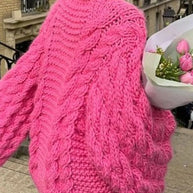 WW | Rosiedress Rundhals Übergroße Zopfmuster Pullover