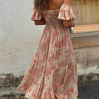 WW | Off Shoulder Smocked Midi Kleid