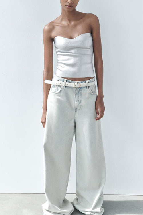 WW | Rosiedress Bandeau Metallic Crop Tube Top