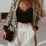 WW | Charmer Schlangenmuster Revers Lose Blazer