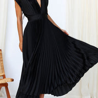 WW | Hallo Schöne Satin Plissee Midi Kleid