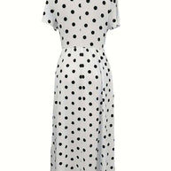 WW | Luftig, Kurzärmliges, Gepunktetes Kleid mit Rundhalsausschnitt