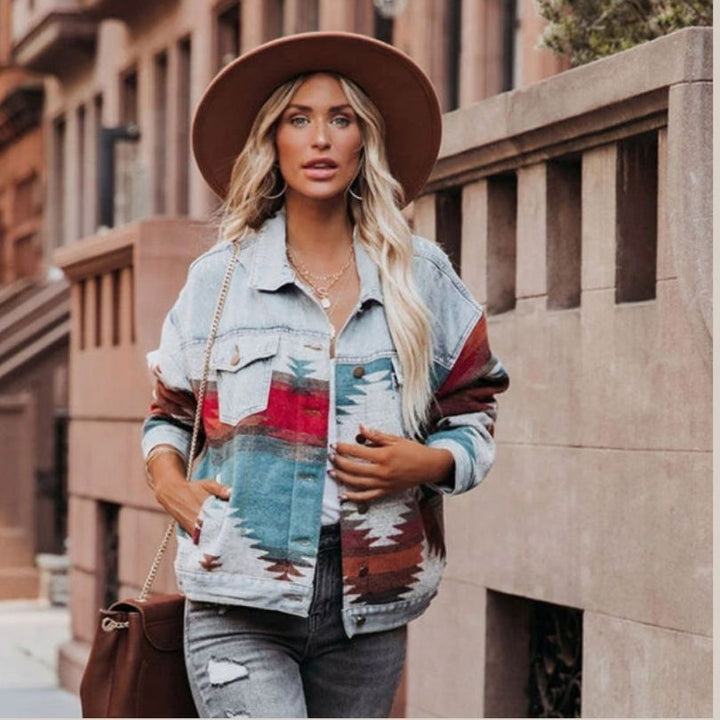 W&W Mode | Jeansjacke mit Aztekenmuster