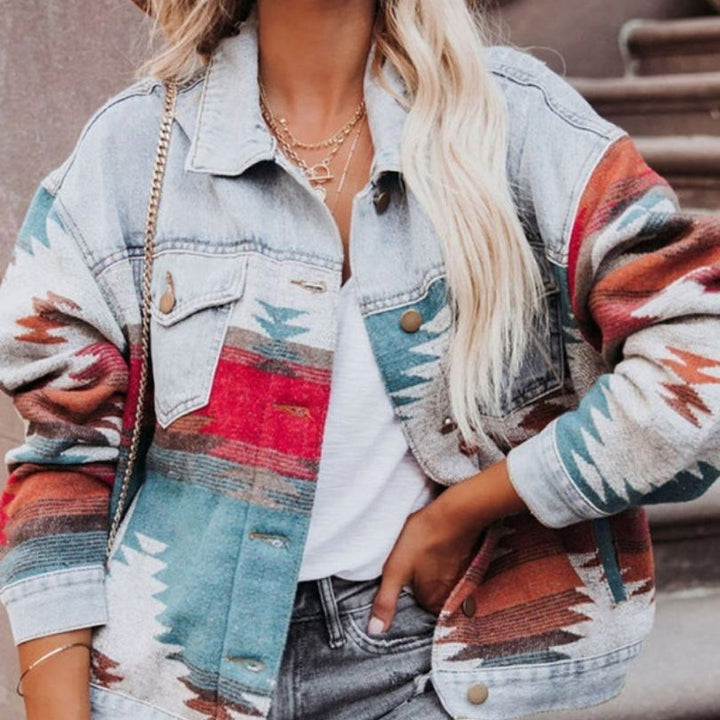 W&W Mode | Jeansjacke mit Aztekenmuster