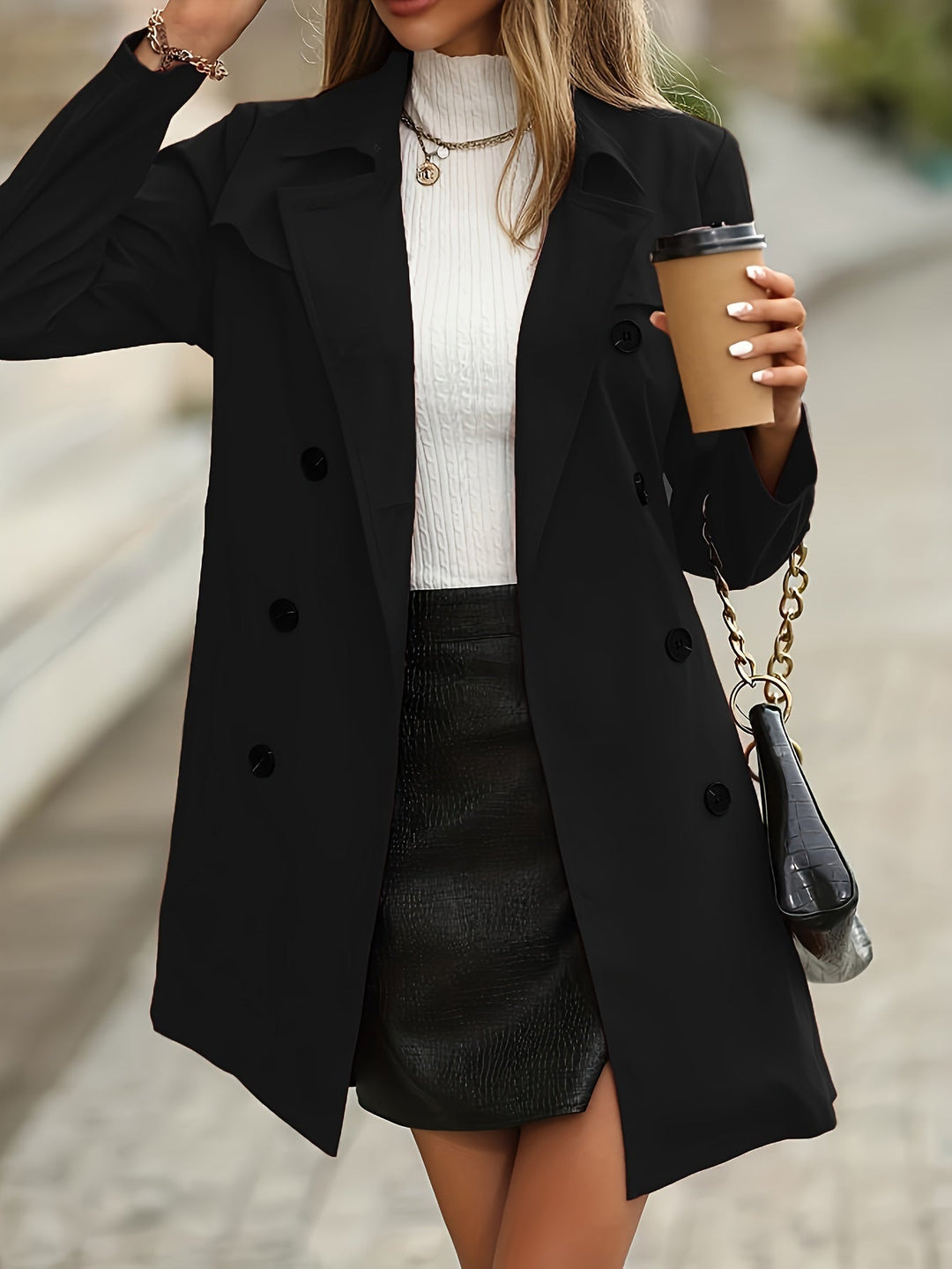 W&W Mode | Damen Doppelreihiger Trenchcoat Mit Knopfdetails