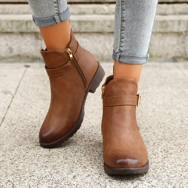 W&W Mode | Lässige Rutschfeste Stiefelette mit Seitlichem Reißverschluss