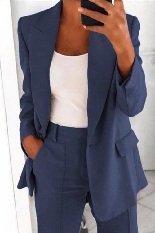 WW | Rosiedress Ein-Knopf Einfarbiger Büro Blazer Jacke