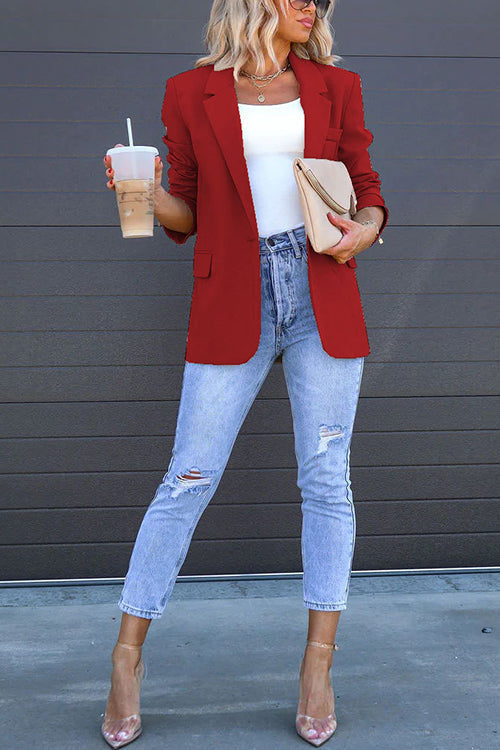 Damen-Blazer mit einem Knopf, Rückenschlitz und Taschen