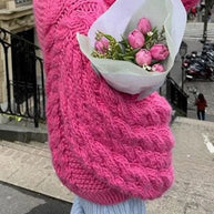WW | Rosiedress Rundhals Übergroße Zopfmuster Pullover