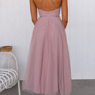 WW | Rosiedress Rückenausschnitt Bindegürtel Mesh Swing Maxi Spaghettiträger Kleid
