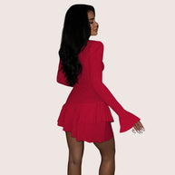 WW | Minikleid mit tiefem V-Ausschnitt und Rüschen