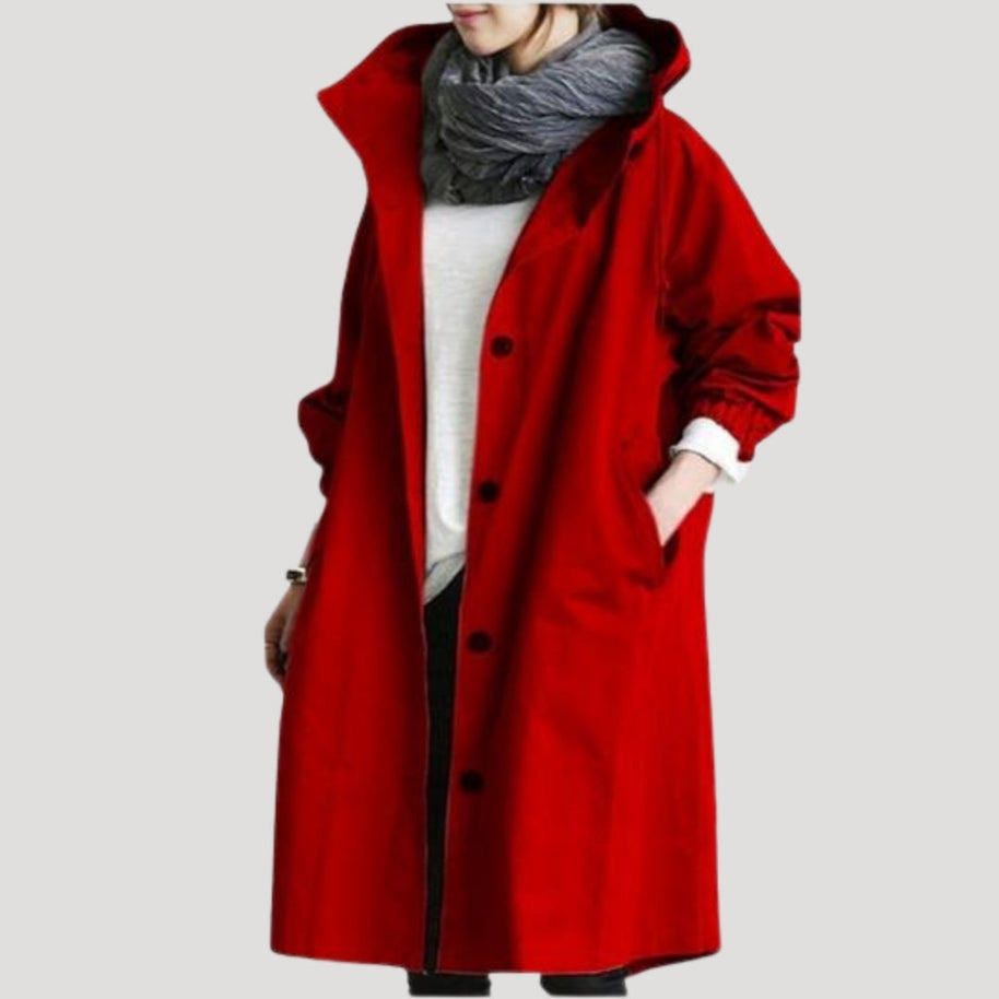 WW | Damen Trenchcoat lang leicht mit Kapuze Jacke