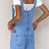 WW | Rosiedress Knopfverschluss Mit Taschen Denim Einteiler