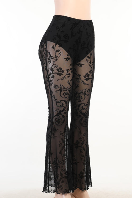 W&W Mode | Rosiedress Elastischer Bund Glockenboden Netzspitzenhose