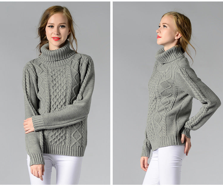 WW | Damen Rollkragenpullover mit langen Ärmeln und Kabelstrick