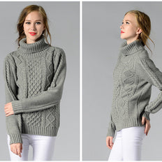 WW | Damen Rollkragenpullover mit langen Ärmeln und Kabelstrick