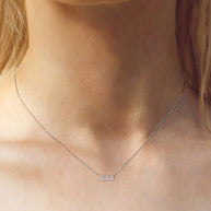 WW | 925 Sterling Silber Eingelassene Moissanit Bar Halskette