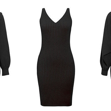 WW | teilige gestrickte Set - elegantes gestricktes ärmelloses Kleid mit Pullover für Herbst und Winter